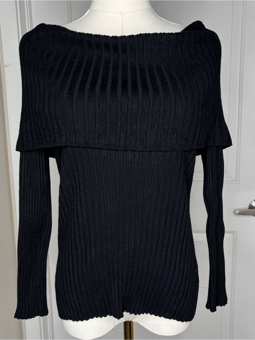 Vintage Y2K INC International Concepts Cowl Neck Ribbed Long Sleeve Shirt Size L